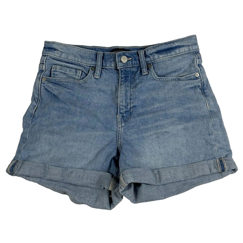Banana Republic Premium Denim High Rise Shorts 28 Light Wash Cuffed Stretch
